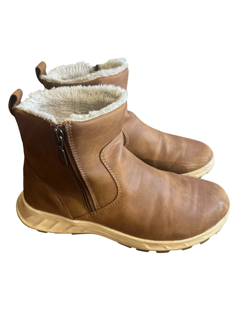 Khombu Women’s Brown Faux Fur Lined Ankle Winter Boots Size 8